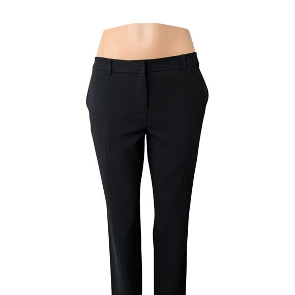 St. John Caviar Black Crepe Marocain Front Slit Ankle Pants in Jennifer Fit - Picture 3 of 16